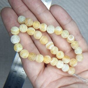 $💲$ 8mm Matte Yellow Crackled Agate 9in Strand #2